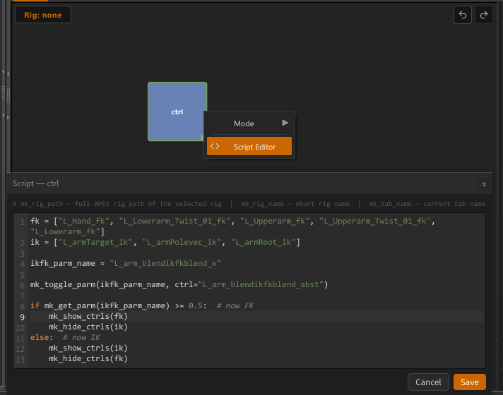 Script editor